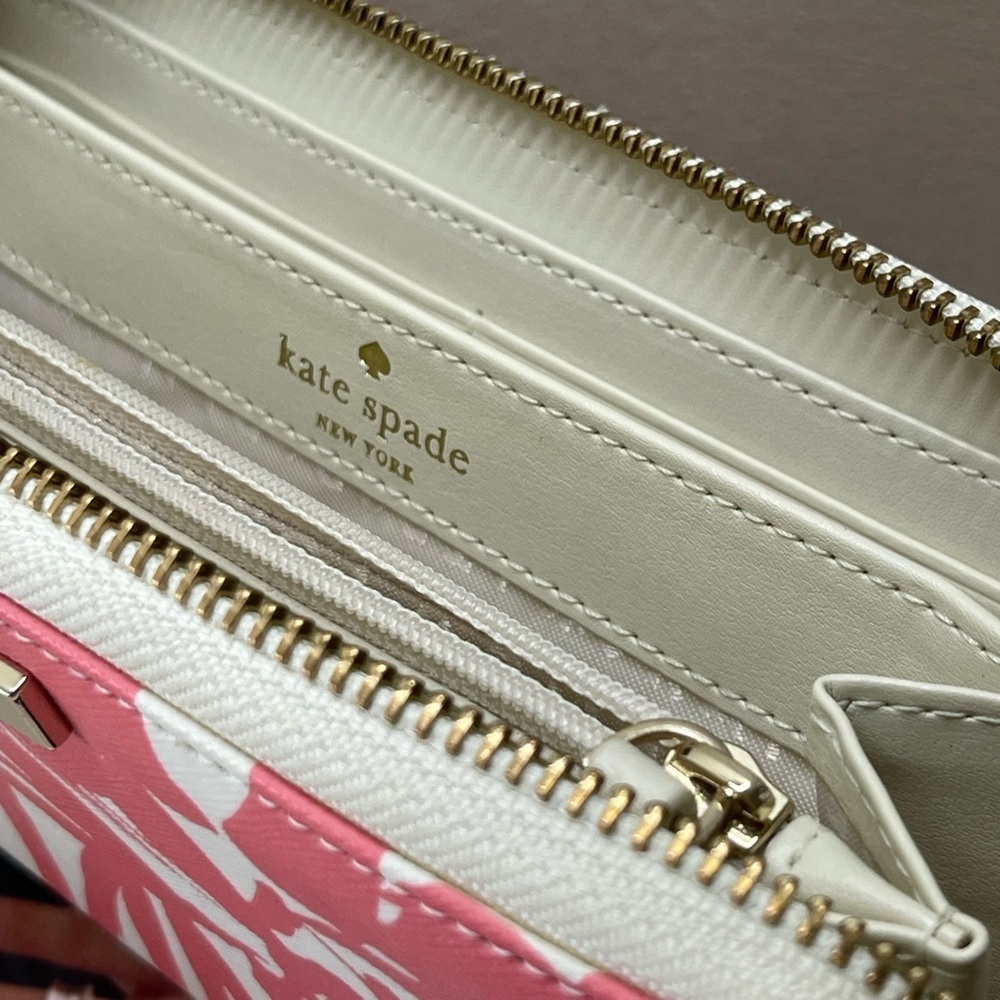 (new+tag) Kate Spade neda wallet brightwater drive blush pink feather leaves - Picture 10 of 12